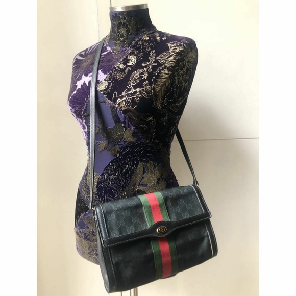 GUCCI Ophidia GG Vintage Sherryline Crossbody bag Black - Picture 5 of 14